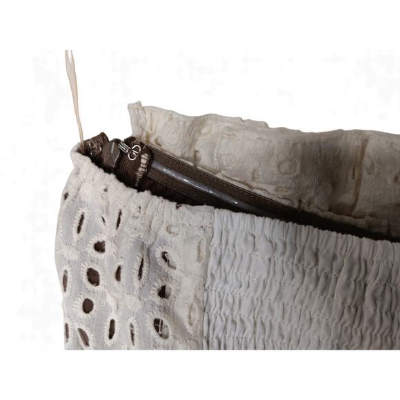 New with tags Ryu Eyelet Lace Strapless Dress Cream Brown Waist Detail M Cotton - Picture 10 of 16